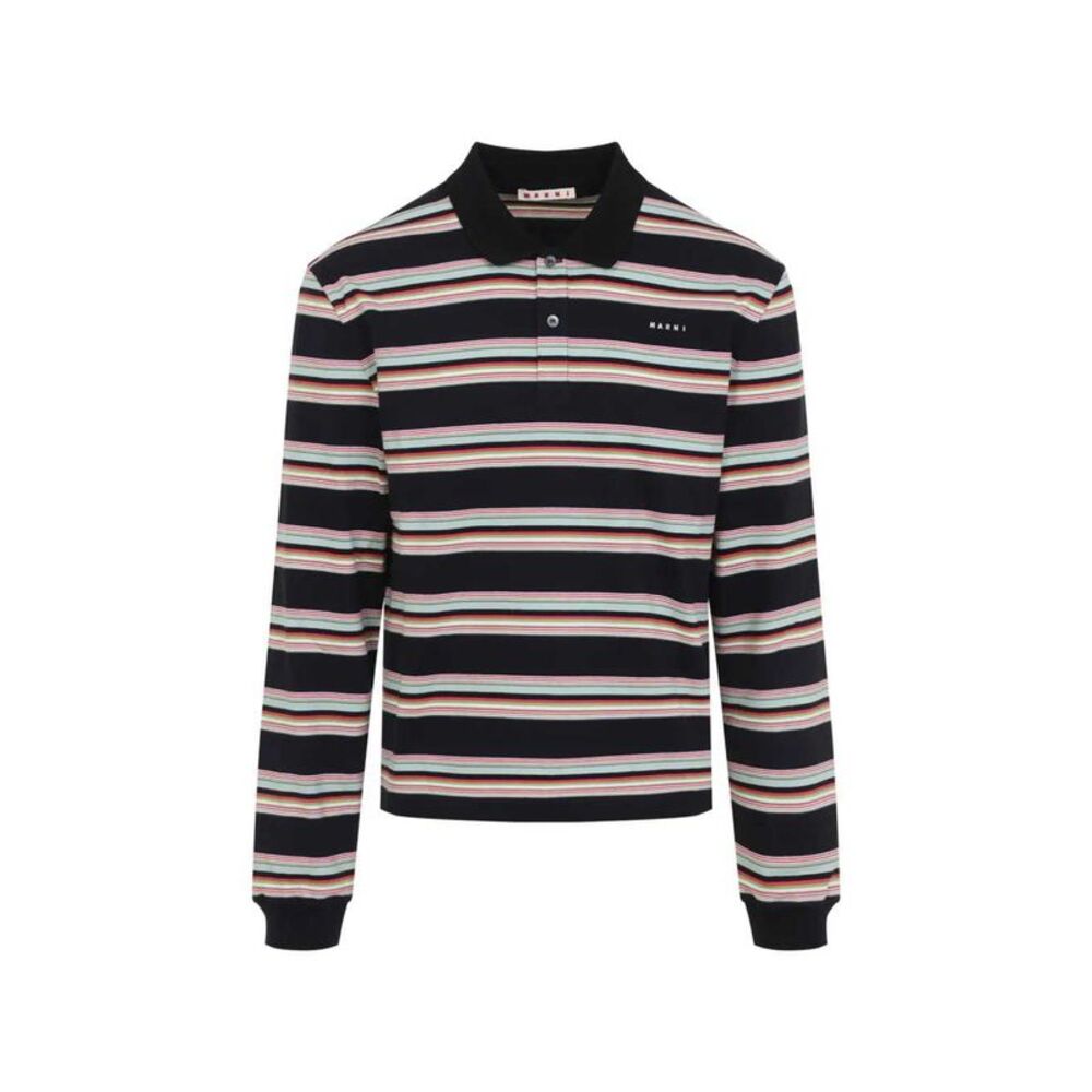 Marni Men Striped Long-Sleeve Polo Shirt
